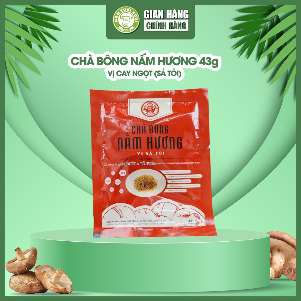 Chà Bông Nấm Hương Chay Vị Sả Tỏi NAMTUOICUOI 43gr Bổ Sung Protein Thực Vật