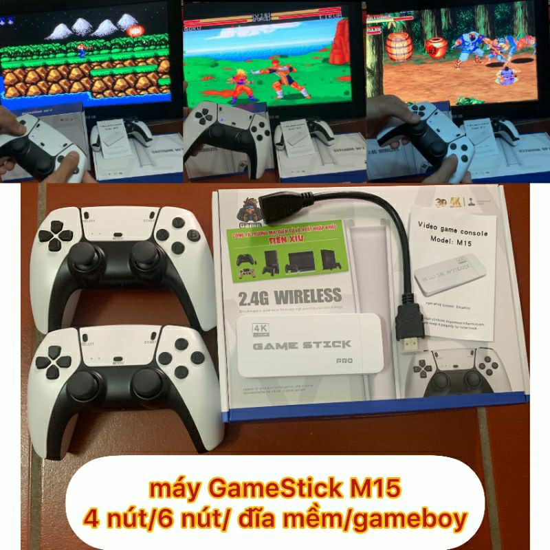 Game stick M15 4K Plus mới nhất 2024 - Máy chơi game không dây, thẻ nhớ 128GB 20000 game - SHUSHIKIDS