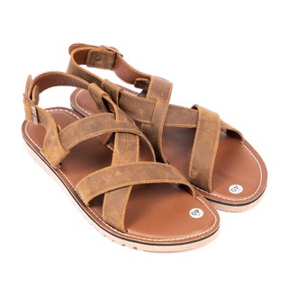 MH01 - Sandal Nam Nữ Quai Da Bò Đan Chéo Đế Cao Su Nguyên Khối Thương Hiệu MEHAI