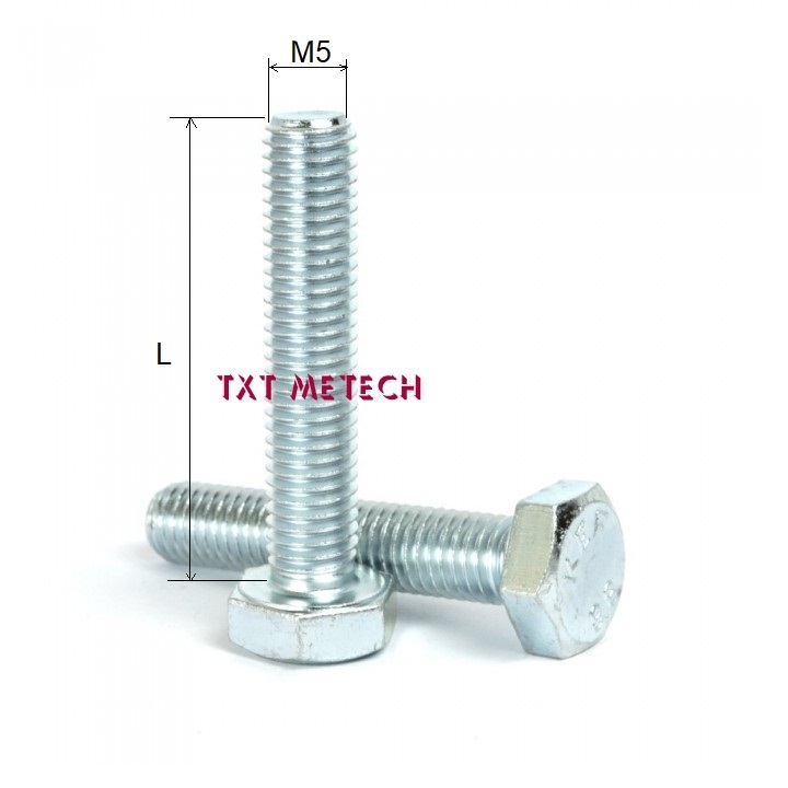 Bu lông mạ kẽm M5 (50 con)