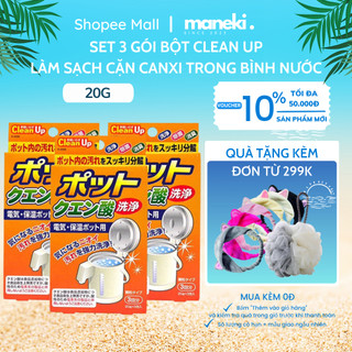  Set 3 gói Bột Tẩy Cặn Canxi Clean Up Bình Đun Nước Giúp tẩy sạch cặn bám bẩn trong bình đun nước - Maneki 