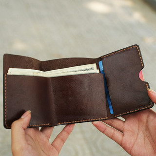 Ví da bò nam gập ba tối giản - Đồ da handmade - Da bò nhập khẩu