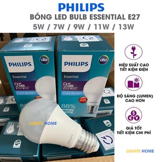 Bóng đèn philips essential led bulb e27 a60 - hàng chính hãng - tiết kiệm điện, chất lượng sáng cao