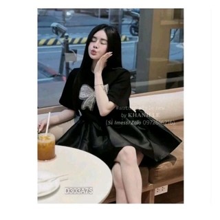 Váy Babydoll Zip Nơ Đá Phối Tacta Xoè Rộng Tiểu Thư ,Sang Chảnh BEBEDOLL