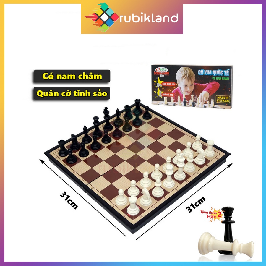 Bộ Cờ Vua Nâu Gỗ Size Lớn Có Nam Châm Đồ Chơi Trí Tuệ Thể Thao Boardgame Cờ…