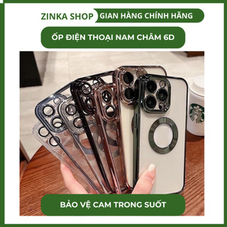 Ốp điện thoại nam châm 6D, Bảo vệ cam trong suốt, Viền xi nhôm, Bảo vệ toàn bộ máy cho  7/8/x/xsmax/11/12/13 ZINKA SHOP