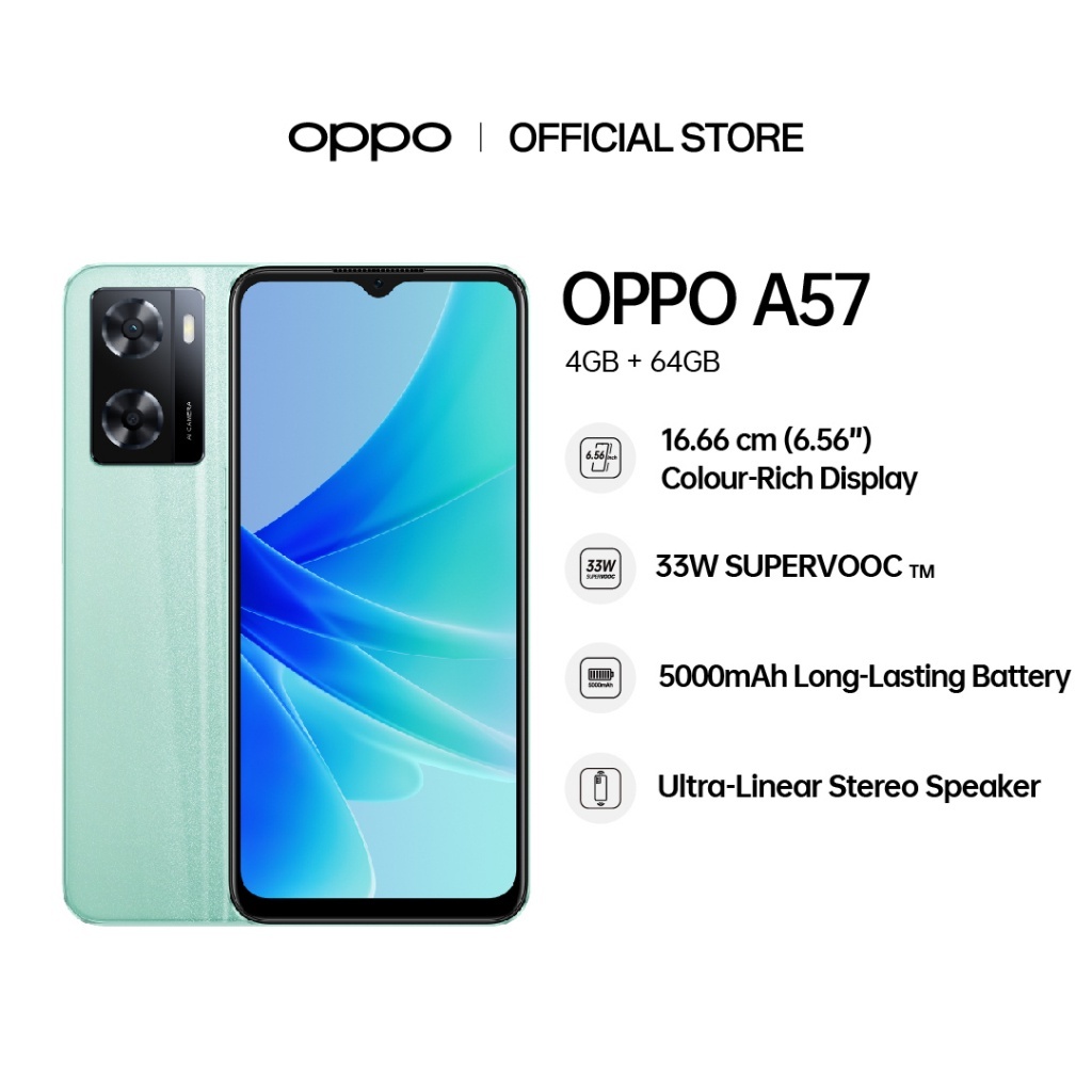 Điện thoại OPPO A57 (4+128GB /4+64GB) | Điện thoại di động SuperVOOC 33W | Điện thoại thông minh pin lâu dài 5000mAh | BigBuy360 - bigbuy360.vn