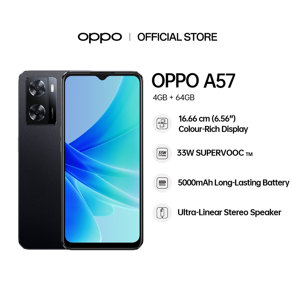 Điện thoại OPPO A57 (4+128GB /4+64GB) | Điện thoại di động SuperVOOC 33W | Điện thoại thông minh pin lâu dài 5000mAh | BigBuy360 - bigbuy360.vn