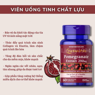 Puritan's Pride Pomegranate | Viên uống tinh chất lựu Chống Nắng Nội Sinh - 60 viên