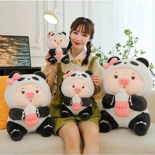 Gấu bông Heo gấu trúc ôm bình sữa. gấu bông heo cosplay gấu trúc .heo lotso mềm mịn siêu dễ thương tặng sinh nhật