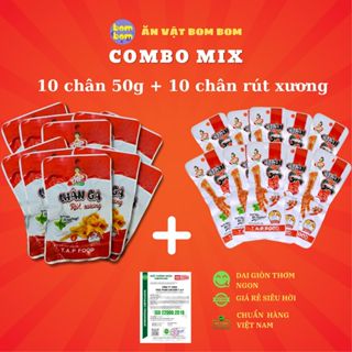 ( Combo mix ) 10 Chân gà 50g + 10 chân gà rút xương - Ăn Vặt Bom Bom