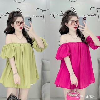Áo voan kiểu trễ bẹt vai tay phồng nhẹ xòe thoải mái hpcnhn
