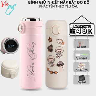 Bình Giữ Nhiệt VieCup - Ly Giữ Nhiệt Nắp Bật Inox 304 - Khắc Tên Theo Yêu Cầu Và Quà Tặng