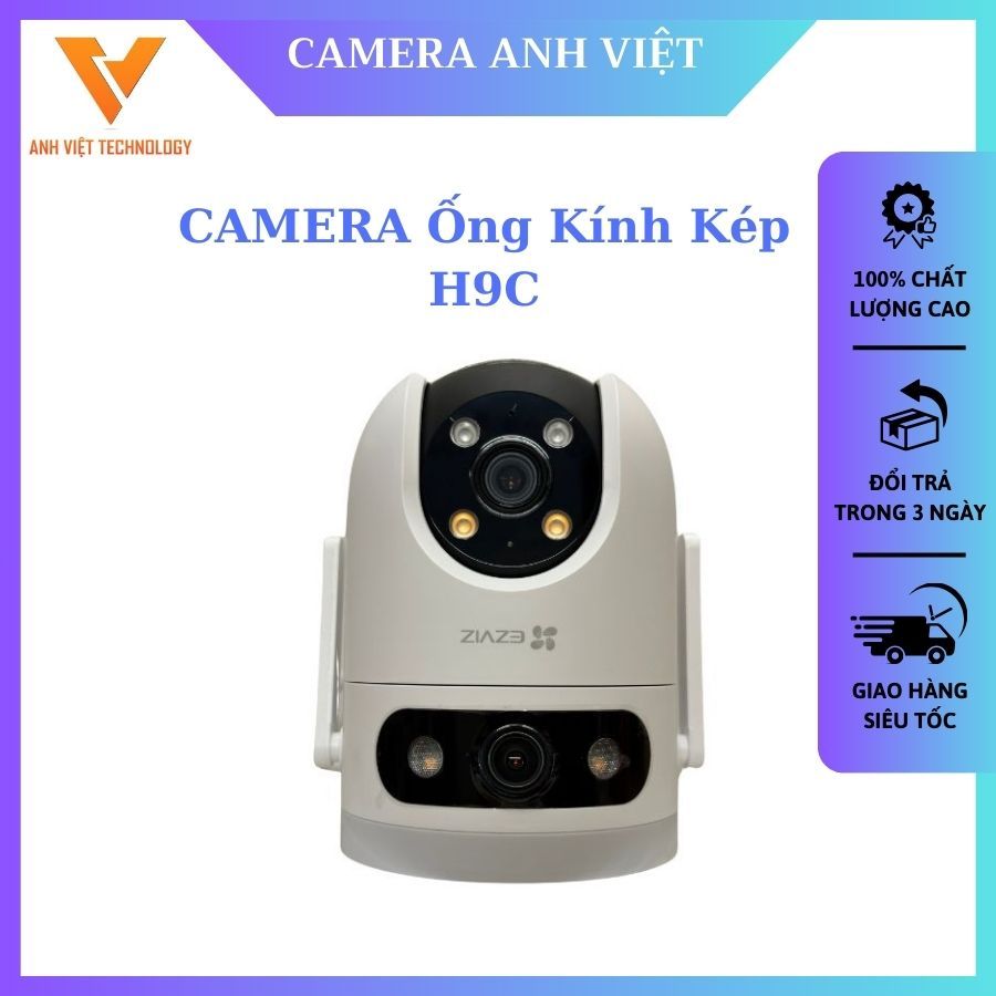 Camera wifi ống kính kép Ezviz H9C (3MP+3MP) chính hãng, màu ban đêm, báo động, đàm thoại