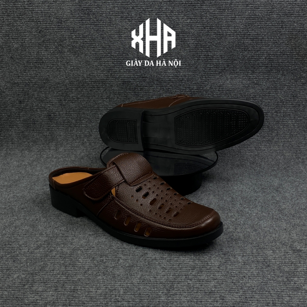Giày hè nam nâu da bò, giày sục nam đục lỗ thoáng khí bảo hành 12 tháng | BigBuy360 - bigbuy360.vn