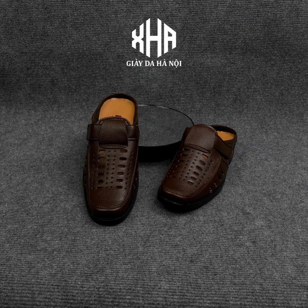 Giày hè nam nâu da bò, giày sục nam đục lỗ thoáng khí bảo hành 12 tháng | BigBuy360 - bigbuy360.vn
