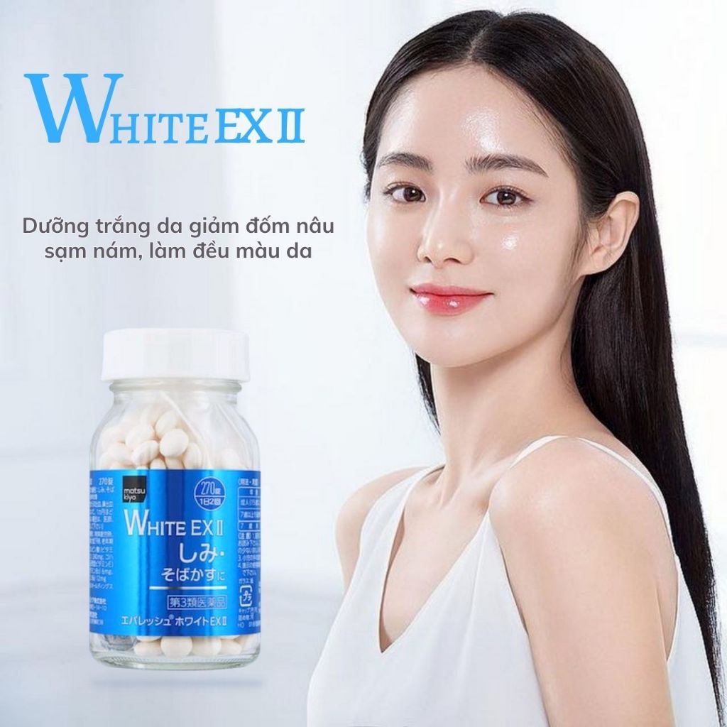 Viên uống trắng da , nám white ex II 180v