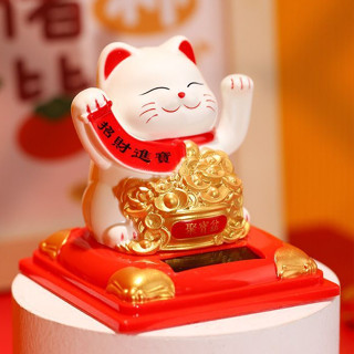 Mèo Thần Tài Vẫy Tay Mini Cao 8cm Có Hộp Mica Mèo May Mắn Vẫy Tay Mini