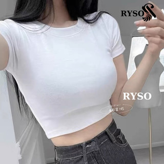 Áo thun croptop nữ ôm body ngắn tay cổ tròn , croptop nữ thun trơn cổ tròn tay ngắn dáng ôm trơn basic ryso fashion