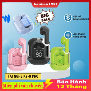 Tai Nghe Bluetooth Không Dây KY8 MINI PRO/ S8 / 31 / H4 v5.3 Chạm Cảm Ứng Vỏ Trong Suốt Âm Thanh Hifi Có Mic Đàm Thoại