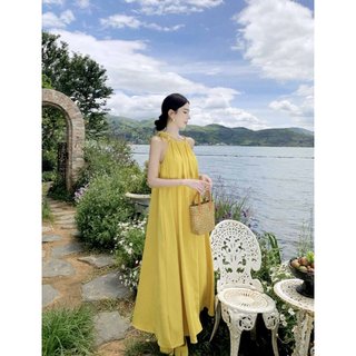 ❤️ MẪU MỚI - GIÁ SỈ ❤️ Đầm maxi cồ yếm cột nơ chất đũi thoáng mát mềm mịn mặc đi biển, dự tiệc, dạo phố 4 màu
