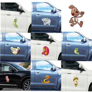 QC-Decal xe hơi, tem dán xe hình rùa con, thỏ, gà, chó, tem dán sườn xe nhân vật hoạt hình, sticker dán sườn ô tô