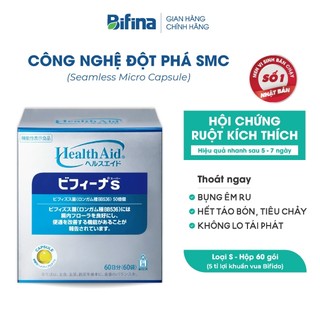 Men vi sinh Bifina Nhật Bản - Loại S hộp 60 gói - Cho người đau đại tràng co thắt, bụng êm ru