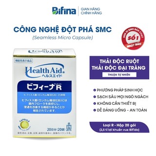 Men vi sinh Bifina Nhật Bản - Hỗ trợ thải độc đại tràng,detox ruột, Loại R 20 gói