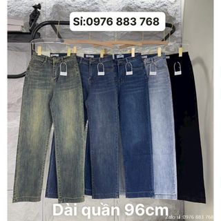 Quần jean ống đứng nữ lưng cao co dãn dài 96cm
