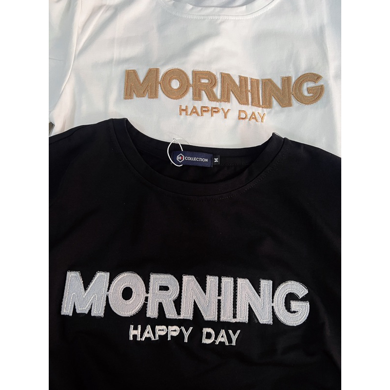 ÁO THUN COTTON PHỐI THÊU CHỮ - ÁO ĐÔI TAY NGẮN CỔ TRÒN CTTN