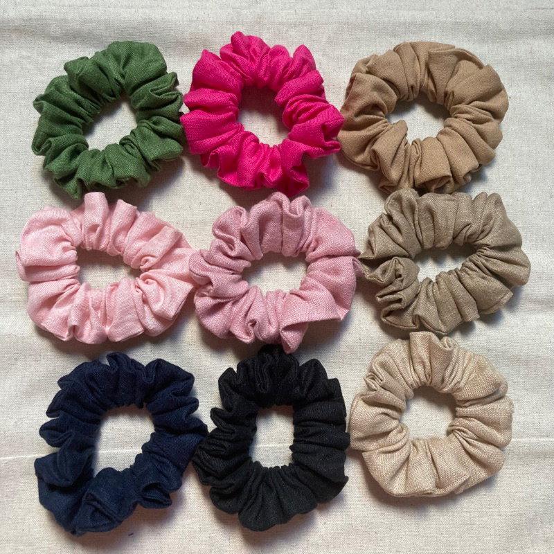 Dây cột tóc Srunchies Nhỏ Handmade Vải Linen Tưng và Linen Bột.