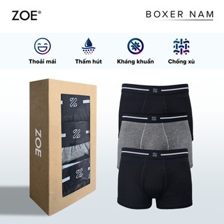  Combo quần lót nam Cotton thoáng mát ZOE quần boxer dáng thể thao ôm body siêu Co Giãn 