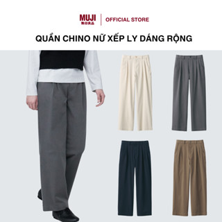 Quần Chino Nữ Xếp Ly Dáng Rộng MUJI