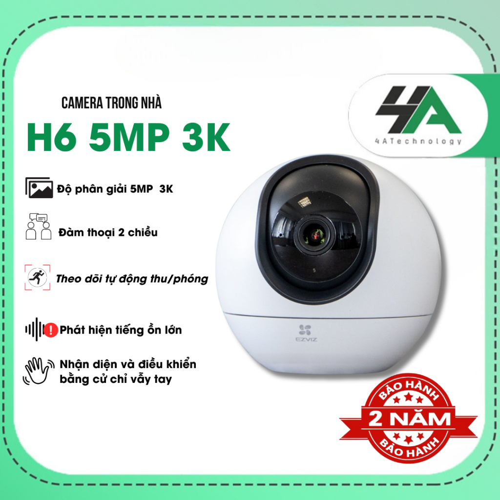 Camera wifi AI Ezviz quay 360 Độ, H6  E6 H7C ống kính kép 4MP 5MP  3K siêu nét, đàm thoại