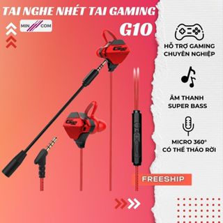Tai Nghe Nhét Tai Gaming Có Dây MinCom G10 Siêu Bass ZIYOU Có Micro Tặng Jack Chuyển Đổi Cho PC Nghe Nhạc ChơI Game