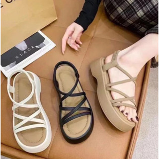 Giày sandal đế độn , giày sandal quai dây xỏ ngón đế bánh mì 4cm thời trang