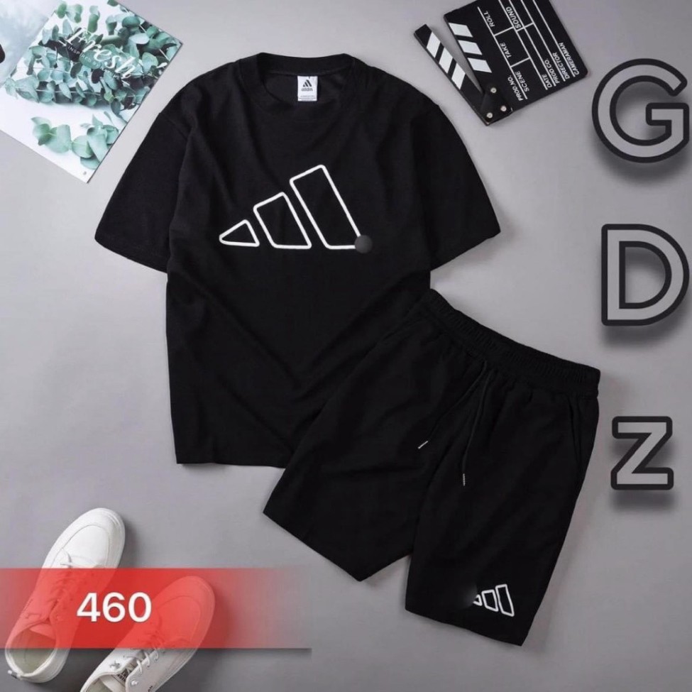 Bộ Thể Thao Cộc tay Nam Cổ Bẻ Logo ADl.DAS Mùa Hè Thoáng Khí Siêu Thấm Hút, Chất Liệu Cotton Khô Mềm Mịn Thoáng Khí