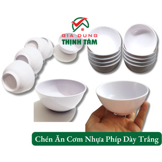 [THỊNH TÂM] Chén Ăn Cơm Nhựa Phíp Dày Trắng Cứng Mellamine