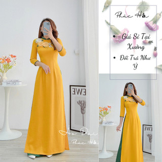 Áo dài lụa mỹ truyền thống tay lỡ