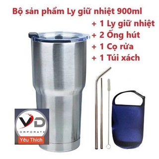 Ly giữ nhiệt giữ nhiệt 900ml-Cốc Giữ Nhiệt Thái Lan 900ml Chống Trào Tiện Lợi + Tặng Kèm Full Phụ Kiện