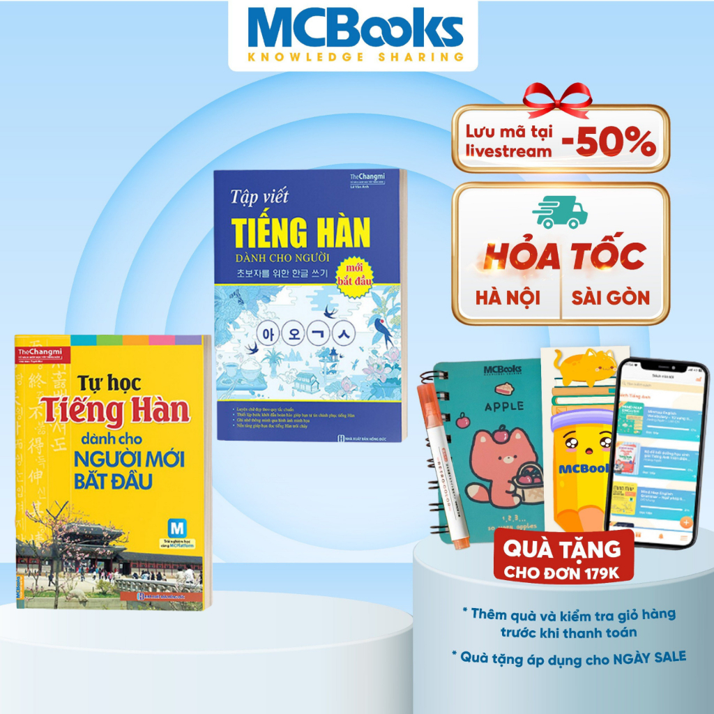 Sách - Combo Tự Học Tiếng Hàn Cho Người Mới Bắt Đầu Và Tập Viết Tiếng Hàn