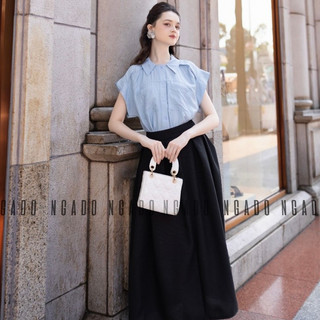 Áo sơ mi xanh biển ngắn tay