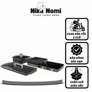 Bếp từ đôi Hawonkoo MCEH-200-II kèm bộ nồi, Bếp từ đa năng tích hợp lẩu nướng 3 trong 1 - Chính hãng bảo hành 12 tháng