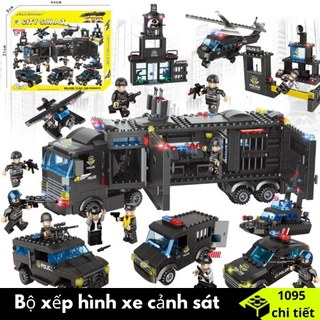 Đồ chơi cảnh sát 1102 chi tiết, mô hình lắp ráp máy bay kèm nhân vật swat đồ chơi cho bé