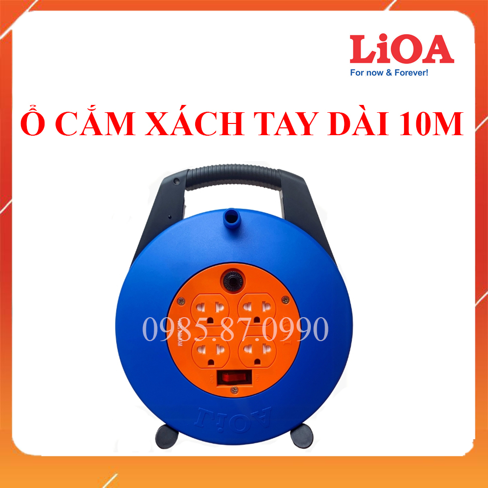 Ổ cắm điện LiOA 10m kiểu xách tay 4 ổ cắm tròn quay tay - CONGTYLIOA