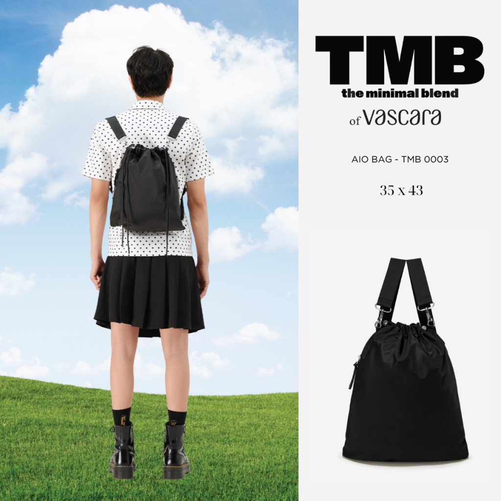 Túi balo dây rút nhỏ AIO BAG màu đen TMB 0003 - TMB of Vascara