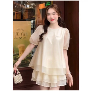 Misaset set bộ áo tơ chân váy xoè hai tầng BINTEE STORE