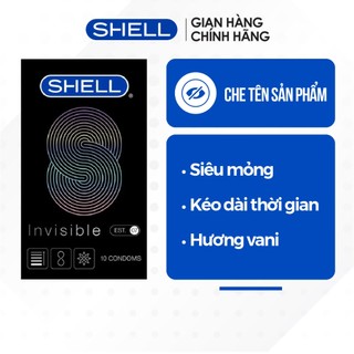 Bao cao su Shell Invisible siêu mỏng, chống tuột, kéo dài thời gian - Hộp 10 cái | SHELL CHÍNH HÃNG