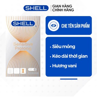 Bao cao su Shell Sensitive Prolong siêu mỏng 0.03mm, kéo dài thời gian - Hộp 10 cái | SHELL CHÍNH HÃNG