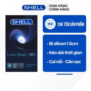 Bao cao su Shell Love Bead gân nổi, kéo dài thời gian, bi tăng 1.5cm - Hộp 5 cái | SHELL CHÍNH HÃNG